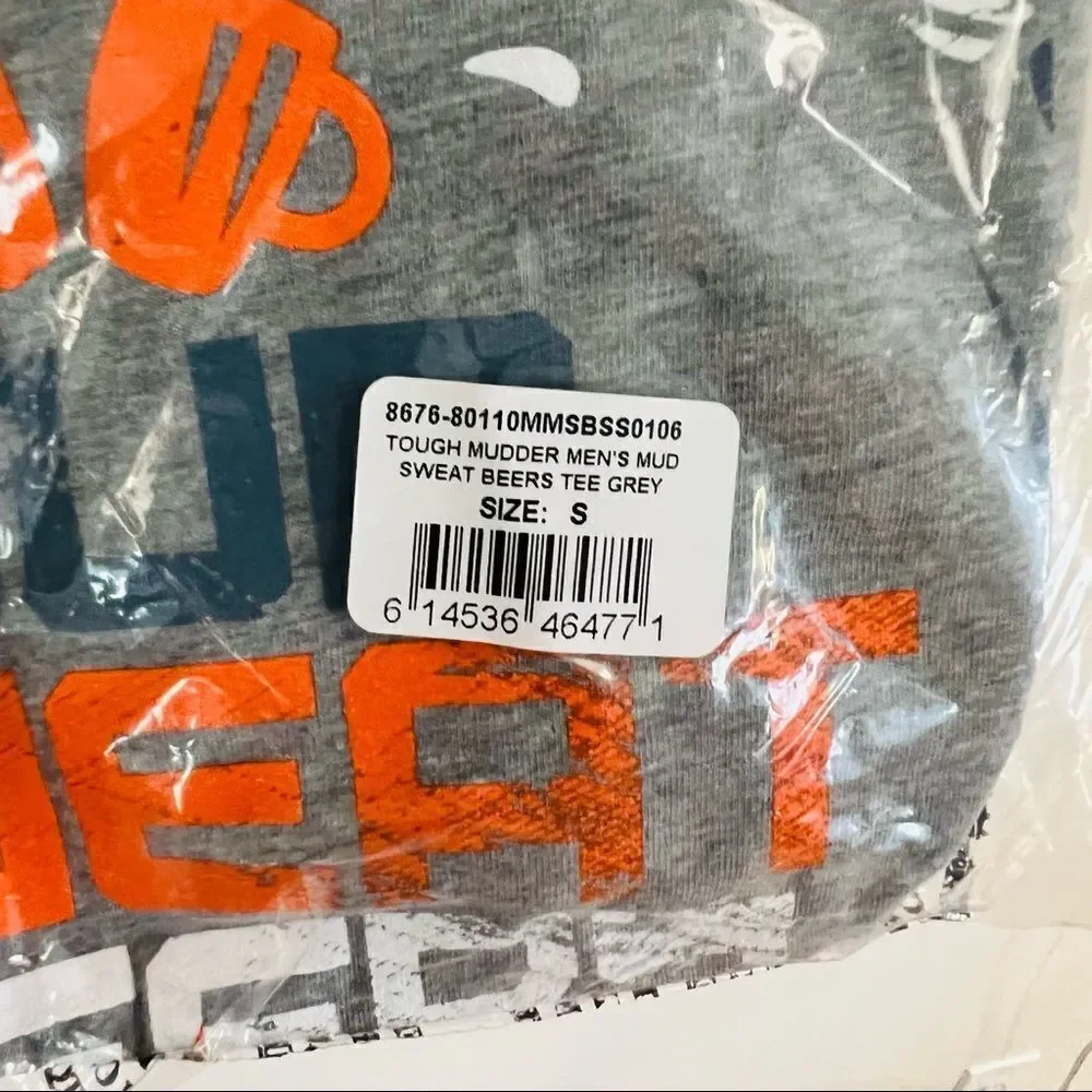 TOUGH MUDDER Men's Gray Sweat Beers Short Sleeve T Shirt Size Small NWT - Picture 7 of 7